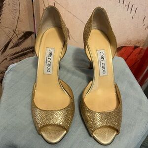 JIMMY CHOO - Champagne GLITTER PUMPS/HEELS